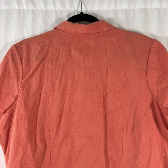 CJ Banks Blouse Women's 1X Orange Floral Button Up Short Sleeve Collared - Picture 8 of 9